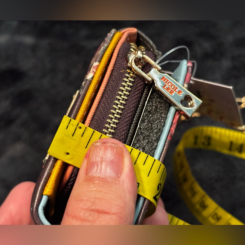 NEW🔥Nicole Lee wallet Croosbady   with chain Brown colorful ❤️🤎💙phone case - Picture 2 of 13